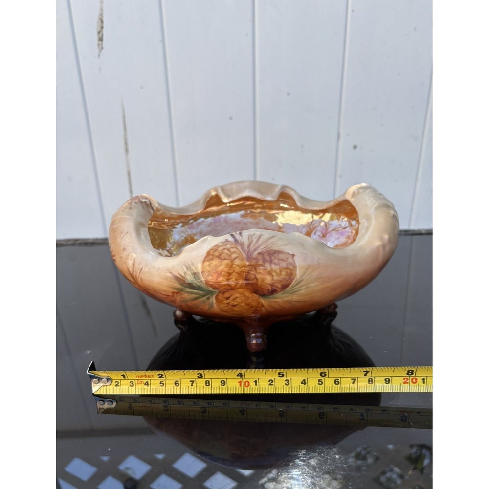 Vintage Ceramic Hand-Painted Bowl European Acorn Decorative Dish 4 Legs - Picture 7 of 12
